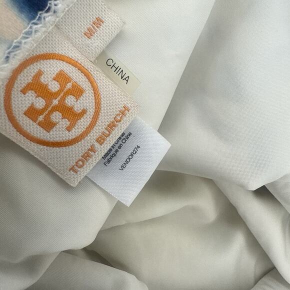 TORY BURCH Bandeau Strapless One Piece Swimsuit Blue Designer Resort Vacation M - Picture 5 of 10